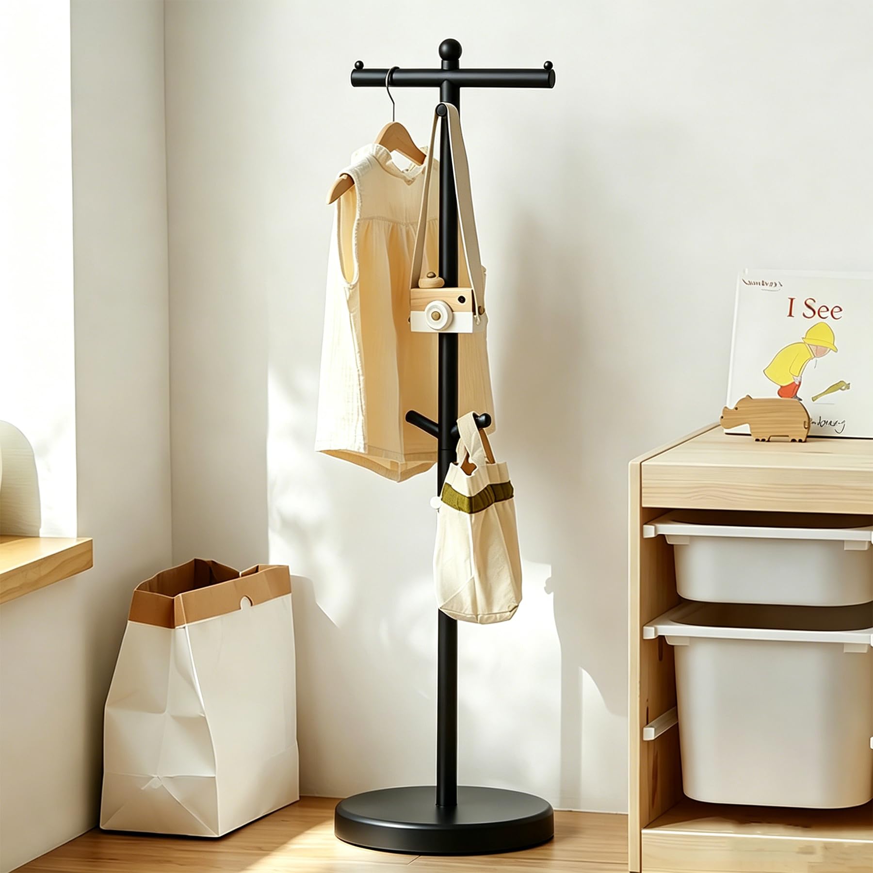 ポールハンガー　日本製　栗の木 Amazon.co.jp: ZMZZZX ポールハンガー 木製 コートラック 回転式ベース